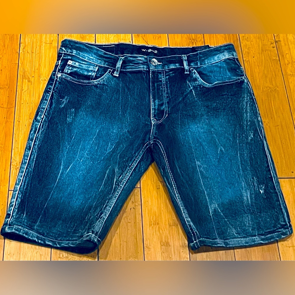 WT02 Navy Blue Denim Casual Shorts